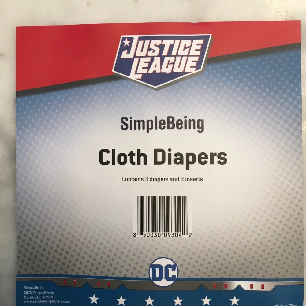 LOT 3 sets of 3 diapers Justice League reusable Cloth Diapers Set